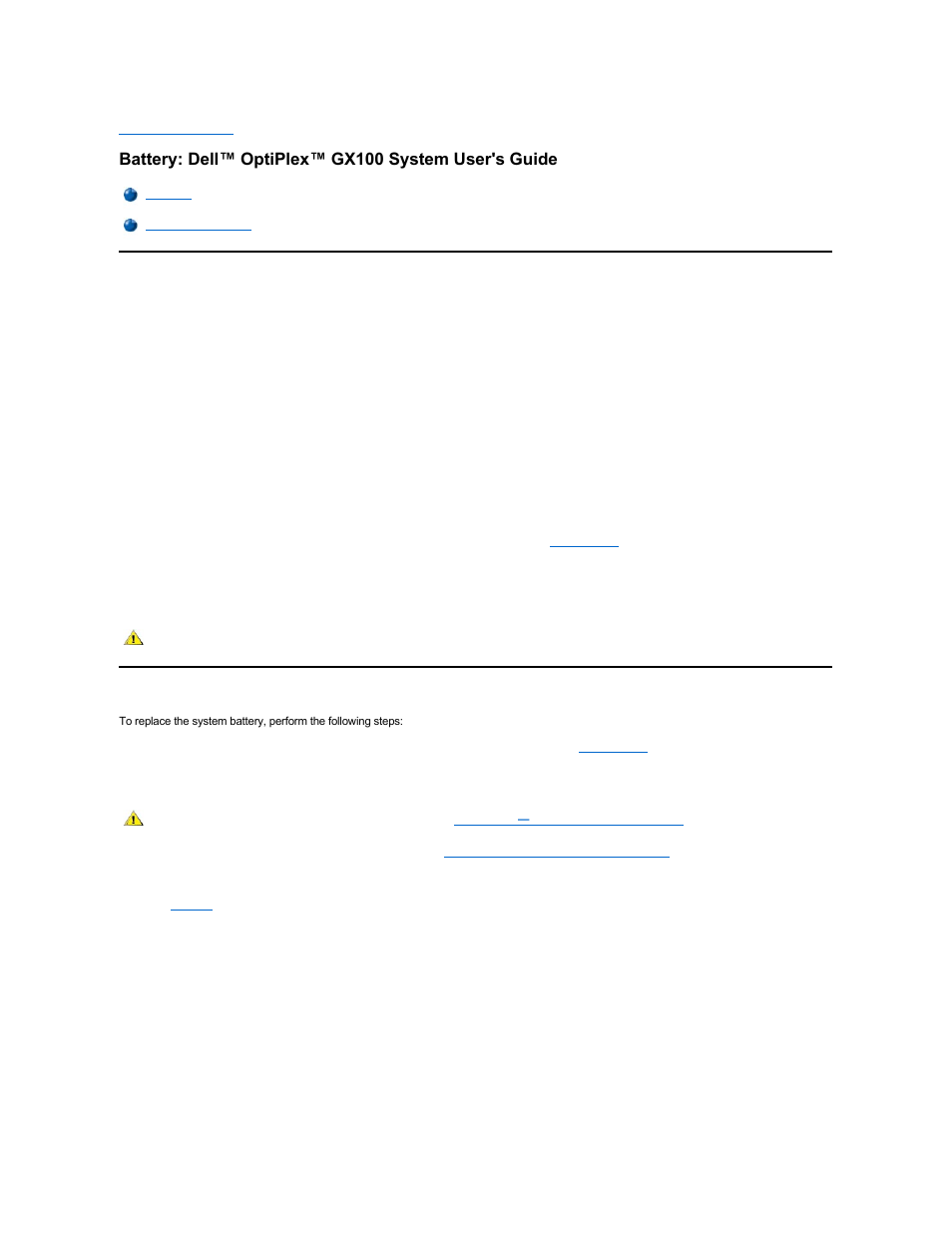 Battery: dell™ optiplex™ gx100 system user's guide | Dell OptiPlex GX100 User Manual | Page 5 / 107