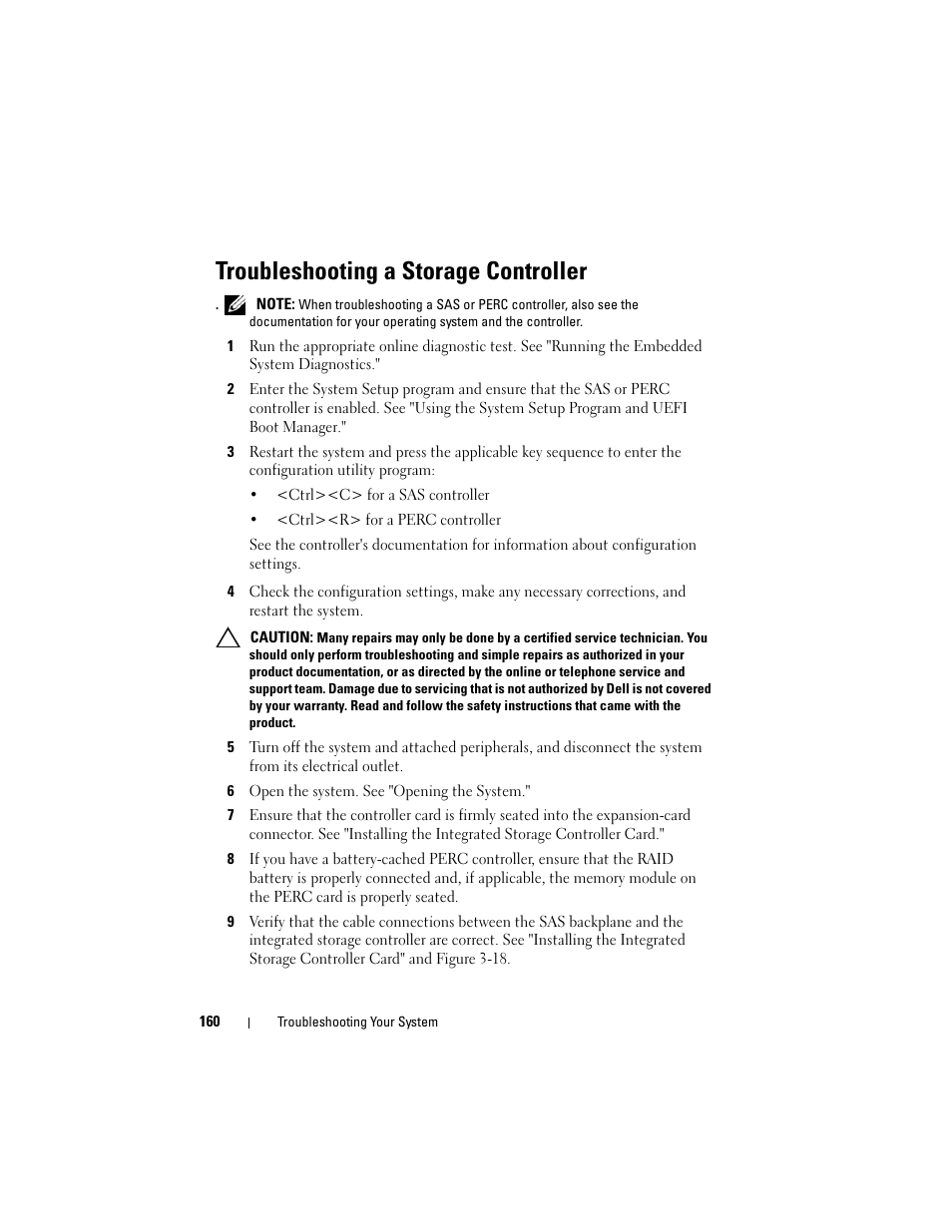 Troubleshooting a storage controller | Dell PowerVault DL2100 User Manual | Page 160 / 200