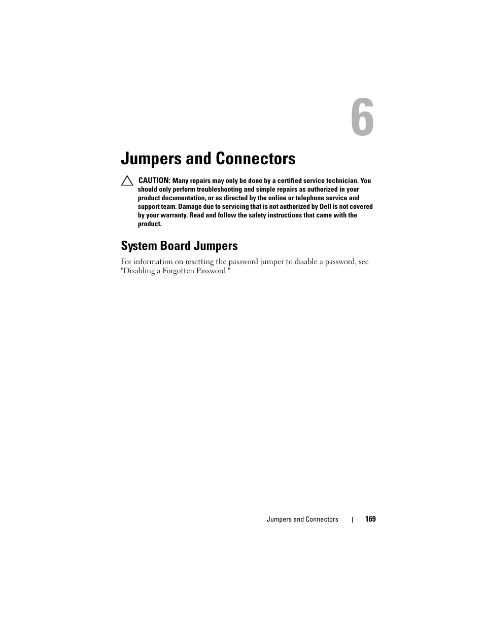 Jumpers and connectors, System board jumpers | Dell PowerVault DL2100 User Manual | Page 169 / 200