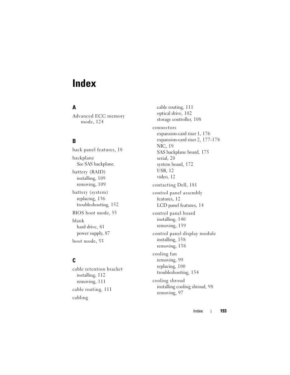 Index | Dell PowerVault DL2100 User Manual | Page 193 / 200