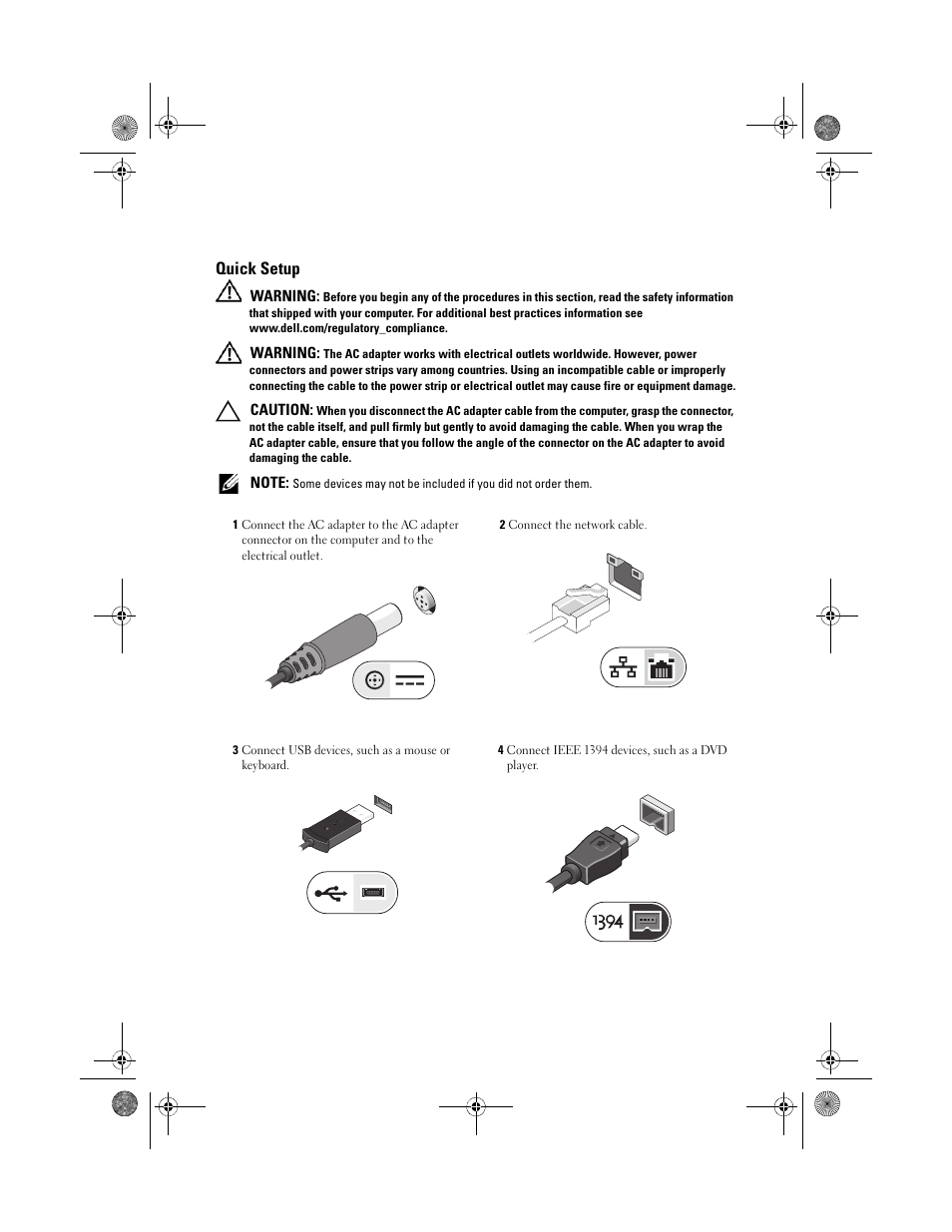 Quick setup | Dell Vostro 1520 (Early 2009) User Manual | Page 7 / 12