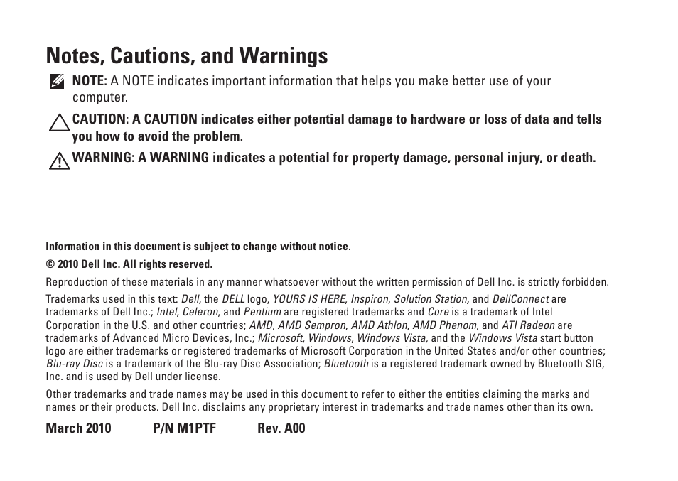 Dell Inspiron 570 (Late 2009) User Manual | Page 4 / 70