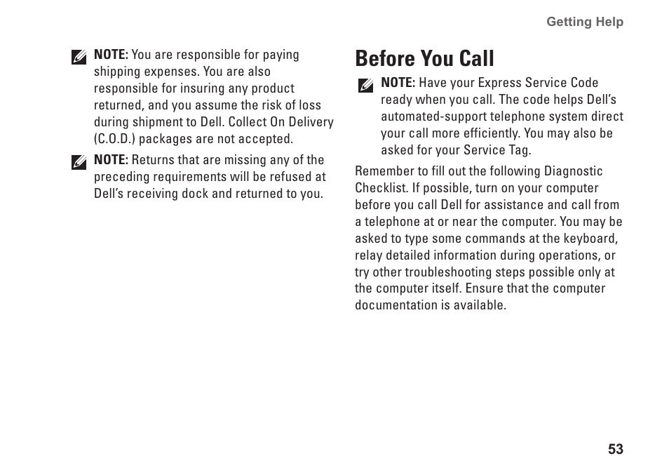 Before you call | Dell Inspiron 570 (Late 2009) User Manual | Page 55 / 70