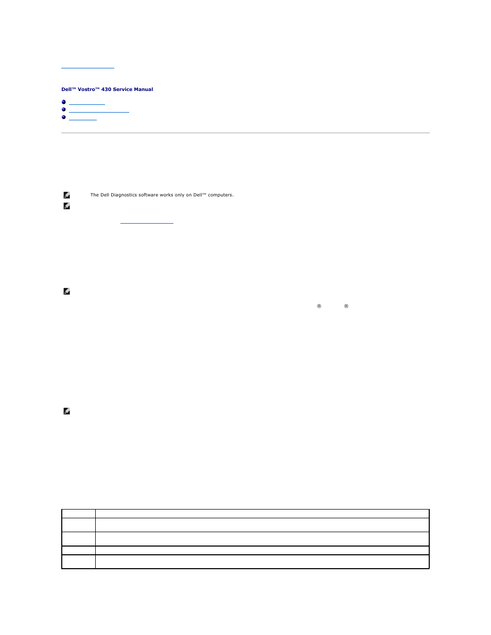 Diagnostics, Dell diagnostics, When to use the dell diagnostics | Starting the dell diagnostics from your hard drive, Dell diagnostics main menu | Dell Vostro 430 (Late 2009) User Manual | Page 5 / 48