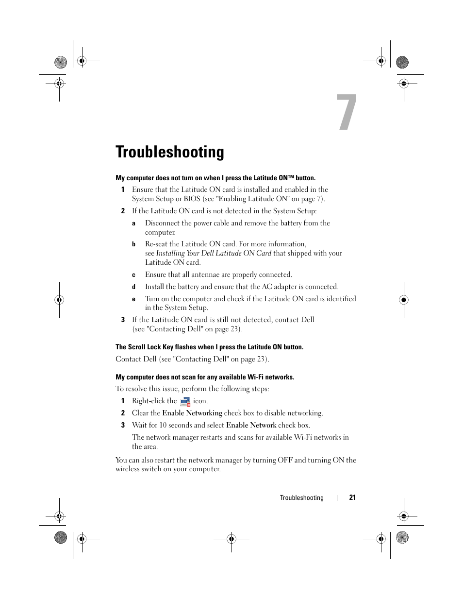 Troubleshooting | Dell Latitude E4200 (Late 2008) User Manual | Page 21 / 24