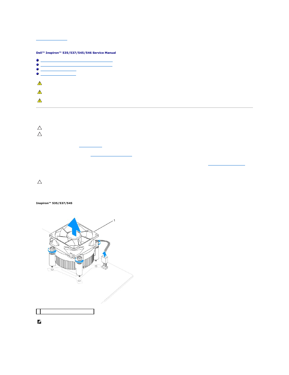 Fans, Removing the processor fan and heat sink assembly | Dell Inspiron 537 (Mid 2009) User Manual | Page 20 / 45