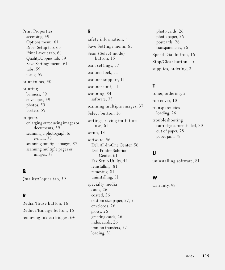 Dell A960 All In One Personal Printer User Manual | Page 119 / 121