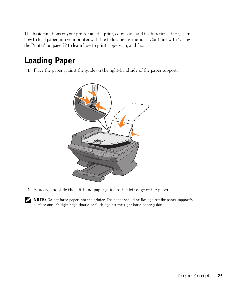 Loading paper | Dell A960 All In One Personal Printer User Manual | Page 25 / 121