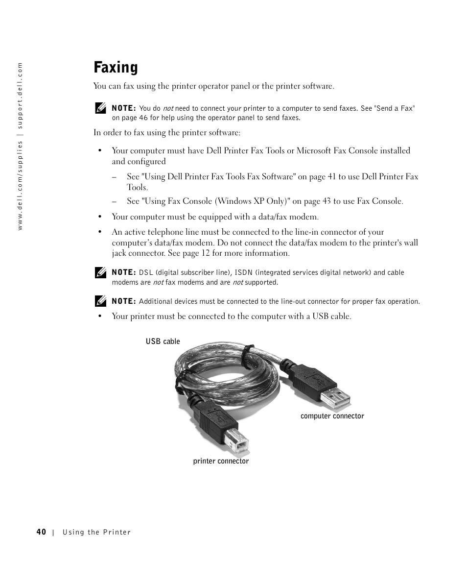 Faxing | Dell A960 All In One Personal Printer User Manual | Page 40 / 121