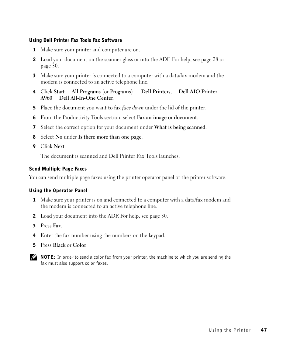 Dell A960 All In One Personal Printer User Manual | Page 47 / 121