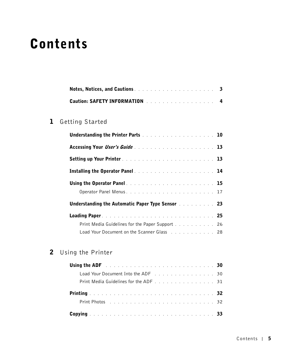 Dell A960 All In One Personal Printer User Manual | Page 5 / 121