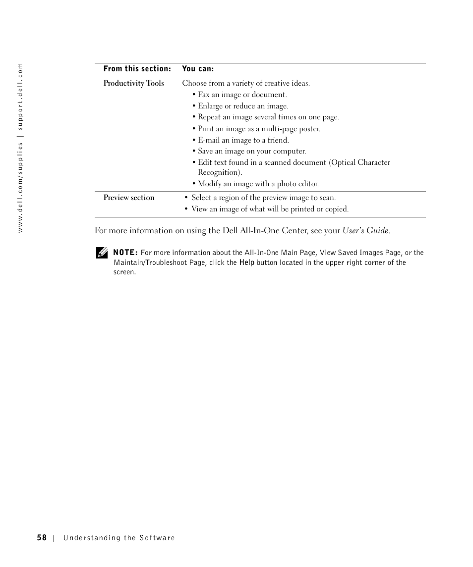 Dell A960 All In One Personal Printer User Manual | Page 58 / 121