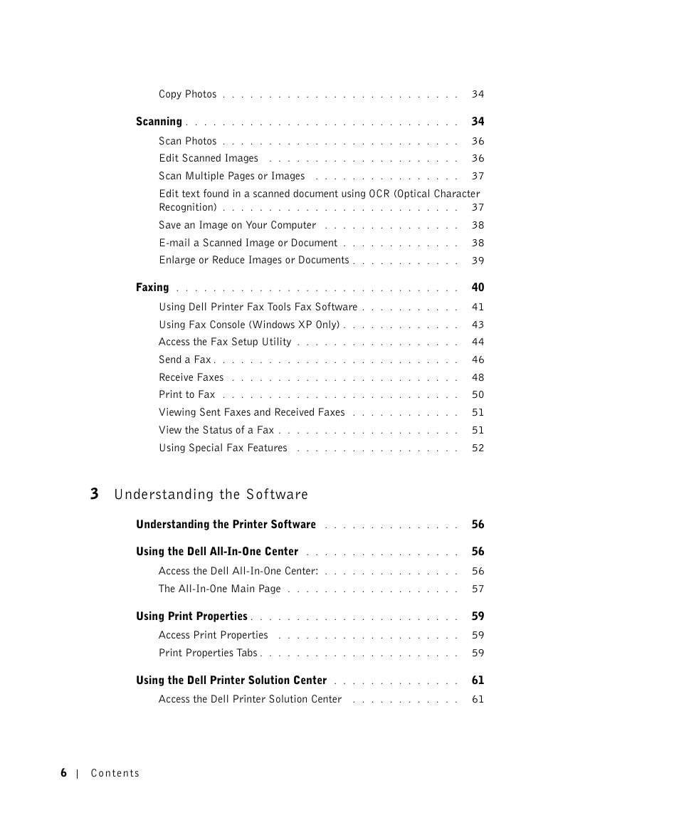 3 understanding the software, 3understanding the sof tware | Dell A960 All In One Personal Printer User Manual | Page 6 / 121