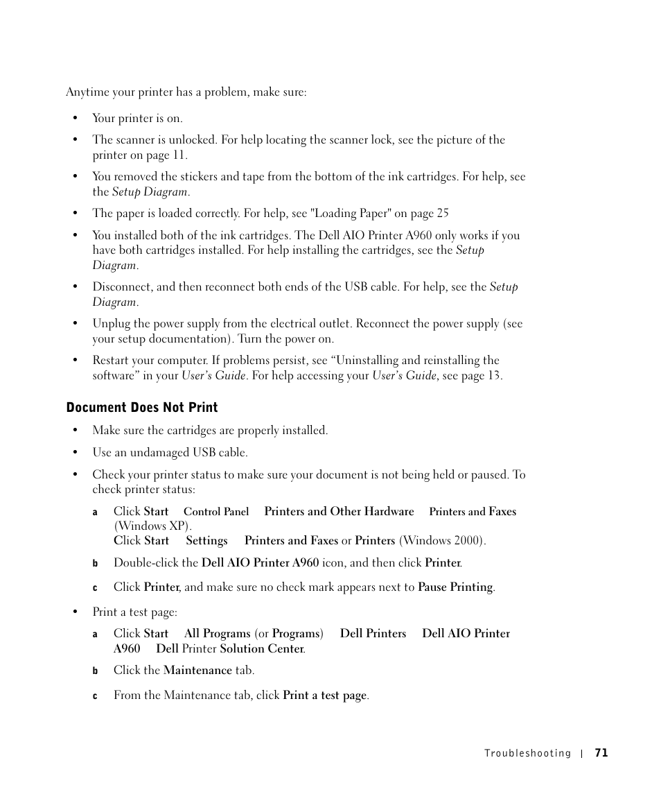 Dell A960 All In One Personal Printer User Manual | Page 71 / 121