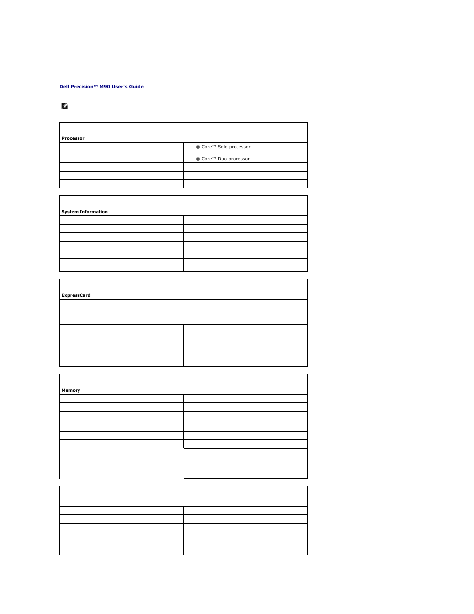 Specifications | Dell Precision M90 User Manual | Page 83 / 108
