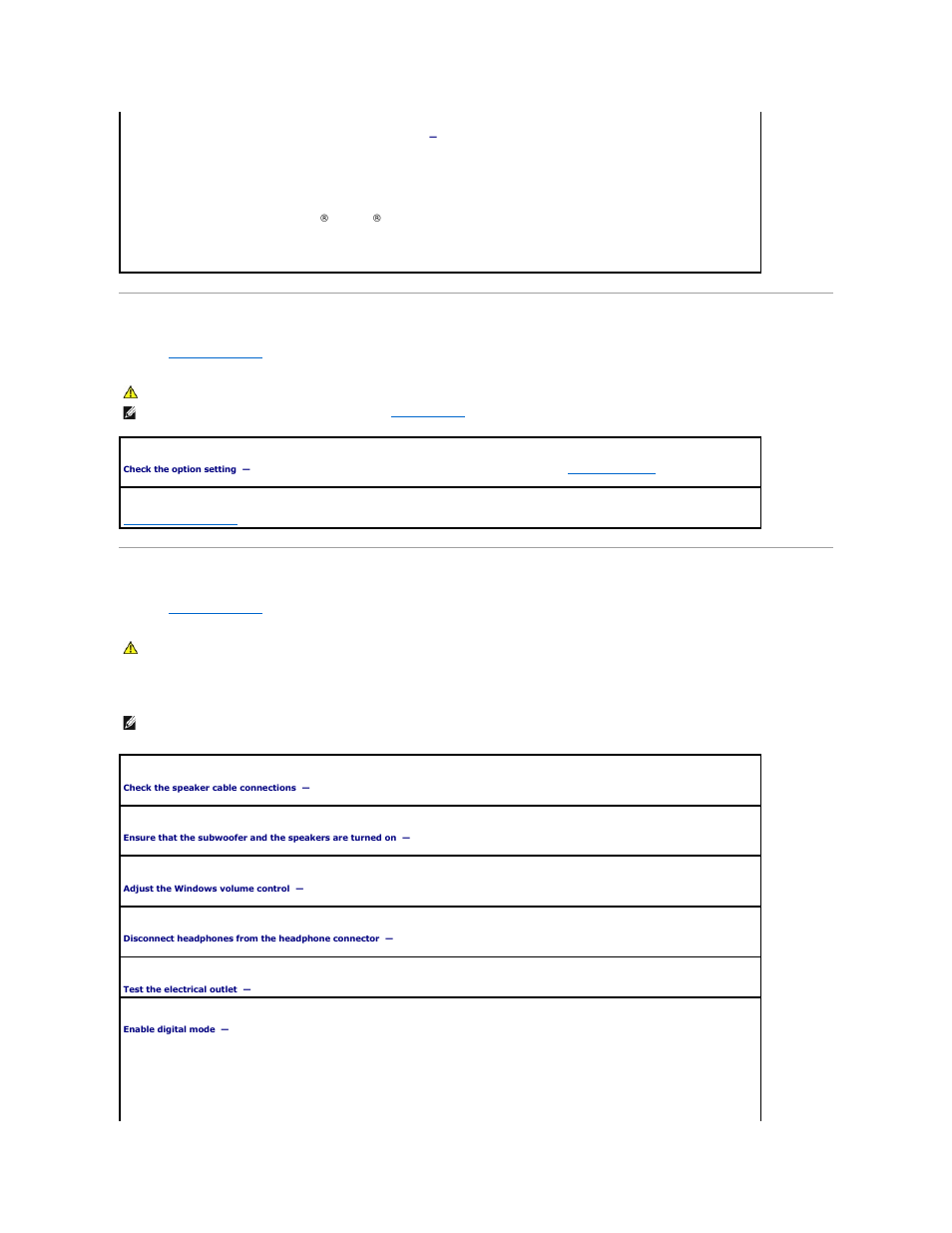 Serial or parallel device problems, Sound and speaker problems, No sound from speakers | Dell OptiPlex 210L User Manual | Page 135 / 150