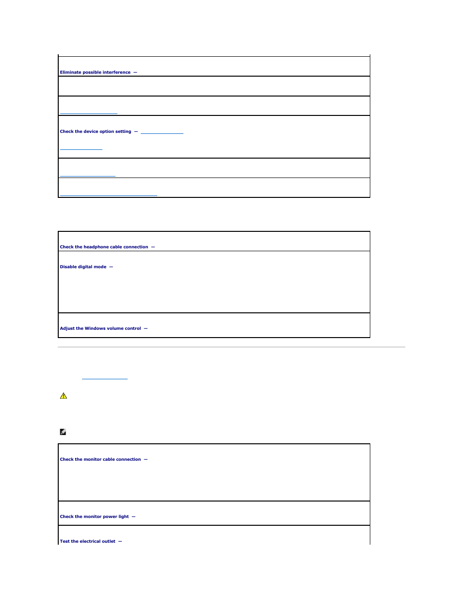 Video and monitor problems, No sound from headphones, If the screen is blank | Dell OptiPlex 210L User Manual | Page 136 / 150