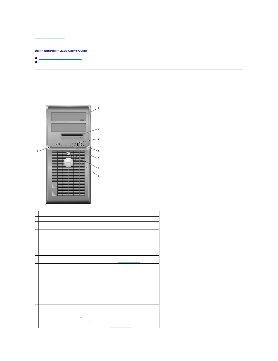 Mini tower computer, About your mini tower computer, Front view | Dell OptiPlex 210L User Manual | Page 49 / 150