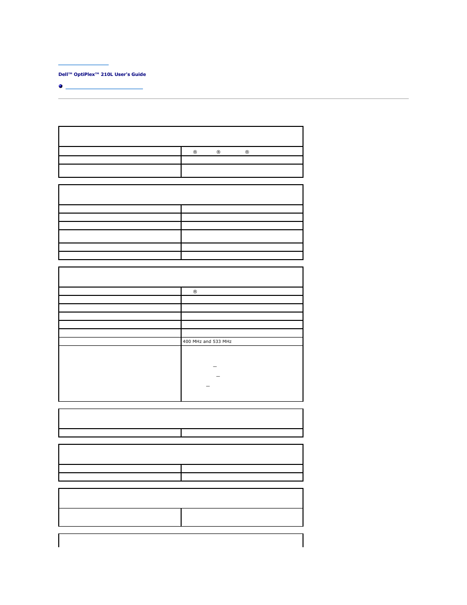 Mini tower computer specifications | Dell OptiPlex 210L User Manual | Page 84 / 150