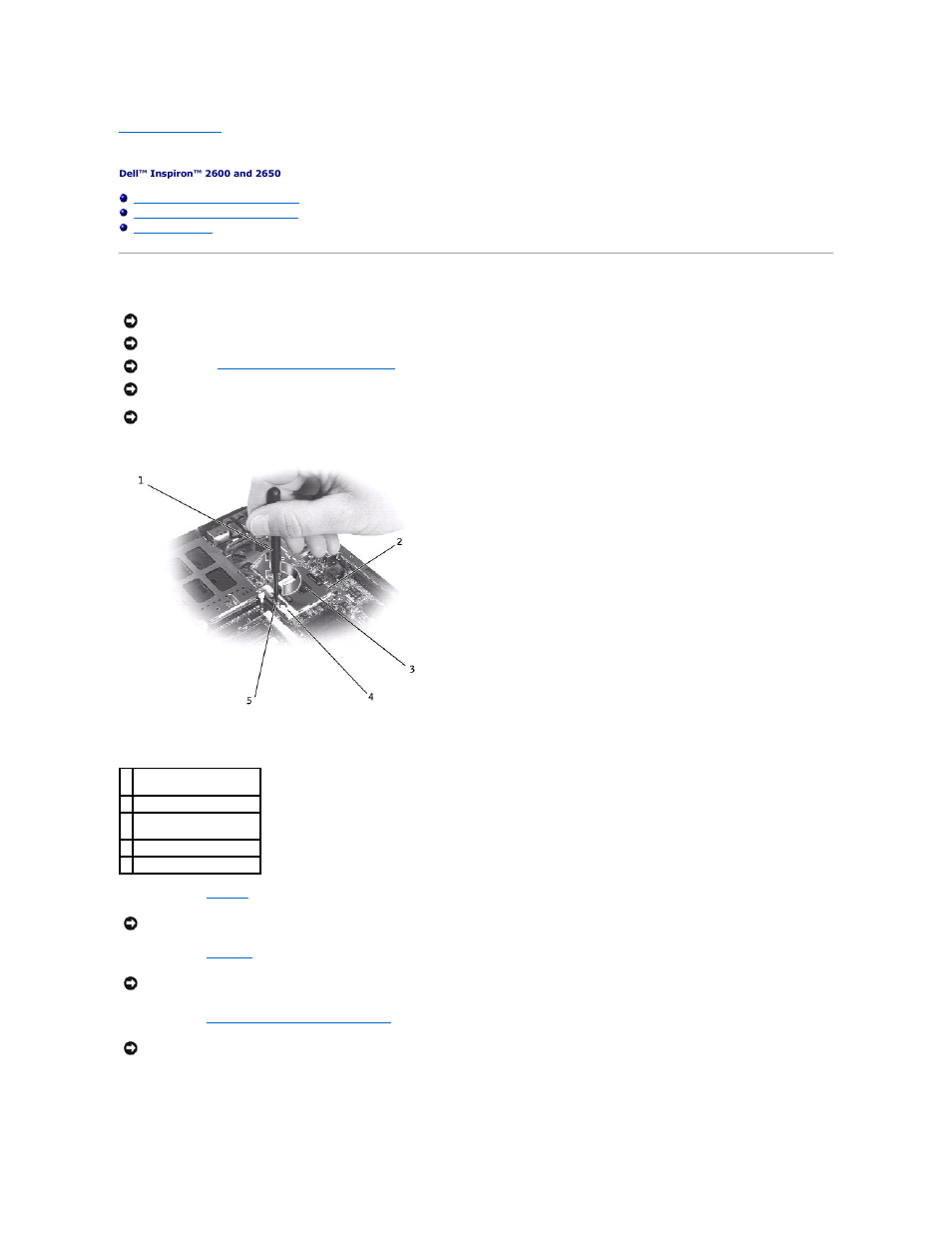 Microprocessor module, Removing the microprocessor module | Dell Inspiron 2650 User Manual | Page 10 / 87