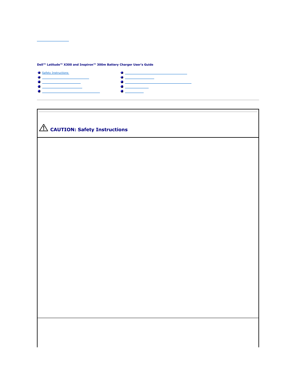 Using the battery charger, Caution: safety instructions | Dell Inspiron 300m User Manual | Page 2 / 18