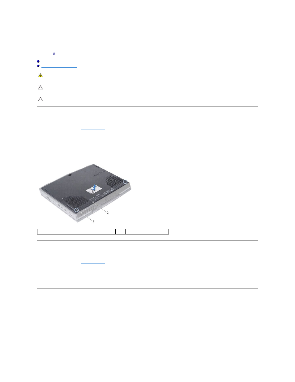 Base cover, Removing the base cover, Replacing the base cover | Dell Alienware M14x (Early 2011) User Manual | Page 9 / 52