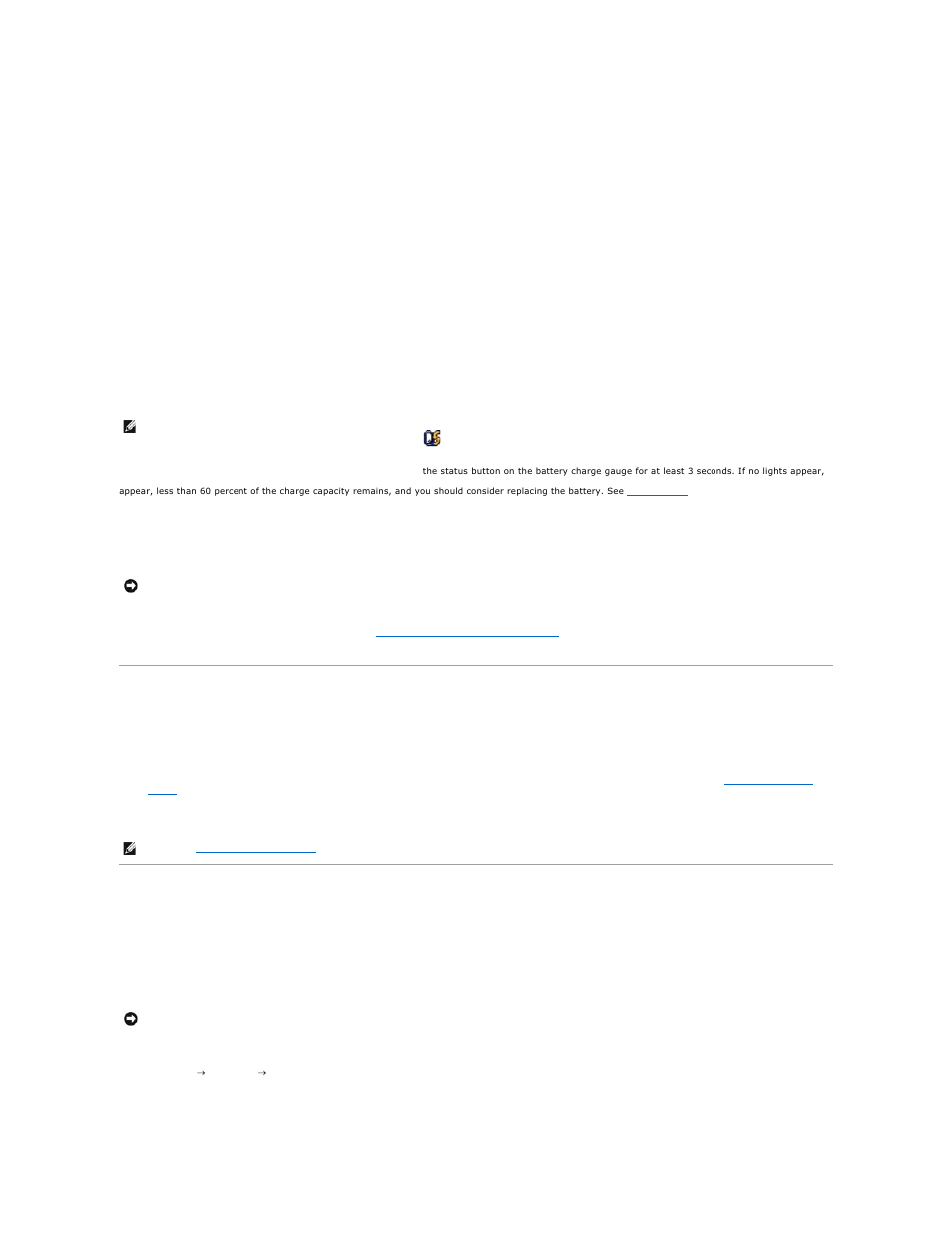 Conserving battery power, Power management modes, Charge gauge | Low-battery warning, Standby mode | Dell Latitude D420 User Manual | Page 11 / 100