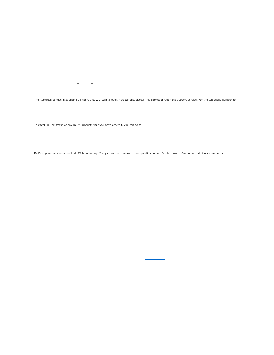 Problems with your order, Product information, Returning items for warranty repair or credit | For instructions on using the support service, see, Support service, Autotech service, Automated order-status service | Dell Latitude D420 User Manual | Page 32 / 100