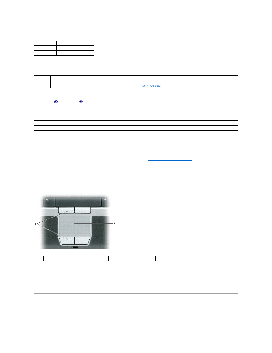 Touch pad, Fingerprint reader (optional), Speaker functions | Power management, Microsoft® windows® logo key functions | Dell Latitude D420 User Manual | Page 43 / 100