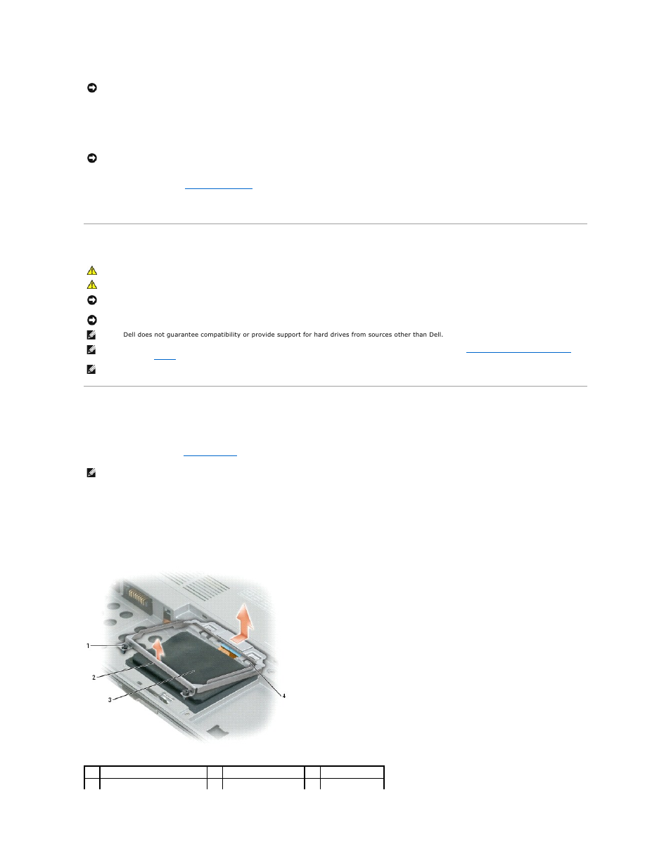 Hard drive, Removing the hard drive, Hard drive removing the hard drive | Dell Latitude D420 User Manual | Page 52 / 100