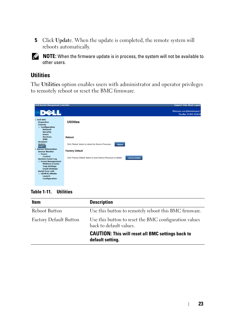 Utilities | Dell PowerEdge C6220 II User Manual | Page 23 / 62