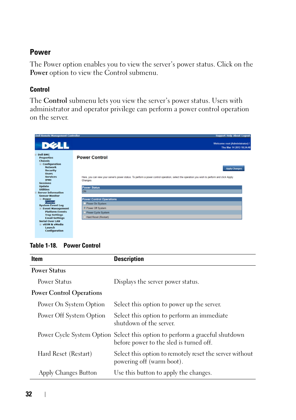 Power | Dell PowerEdge C6220 II User Manual | Page 32 / 62