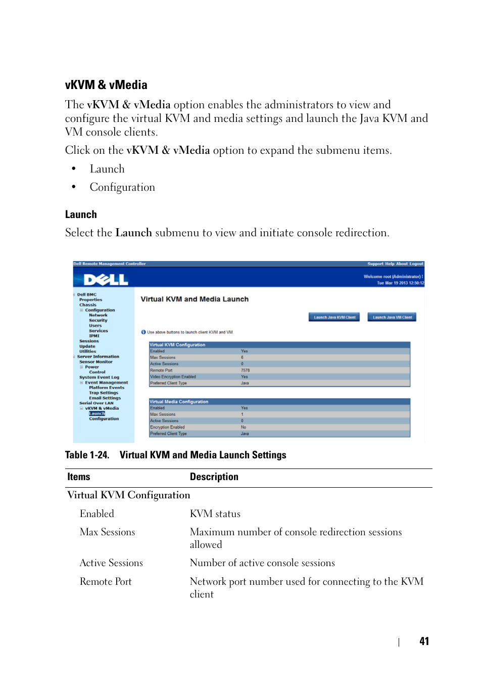 Vkvm & vmedia | Dell PowerEdge C6220 II User Manual | Page 41 / 62