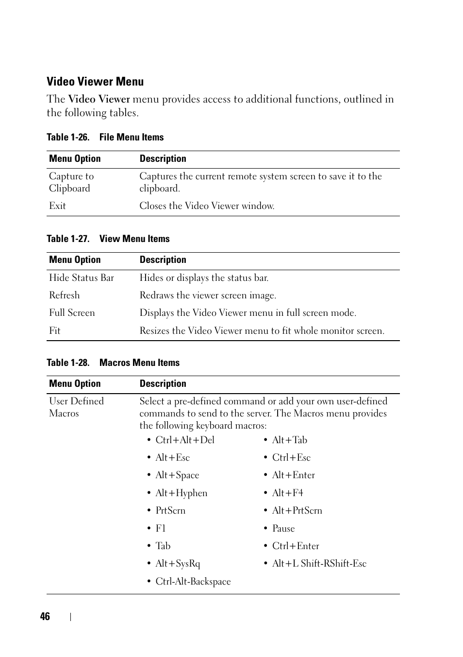 Video viewer menu | Dell PowerEdge C6220 II User Manual | Page 46 / 62
