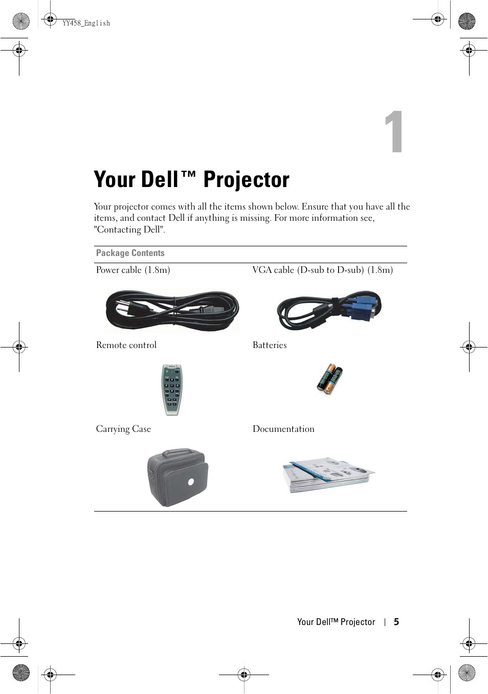 Your dell ™ projector | Dell 1201MP Projector User Manual | Page 5 / 76