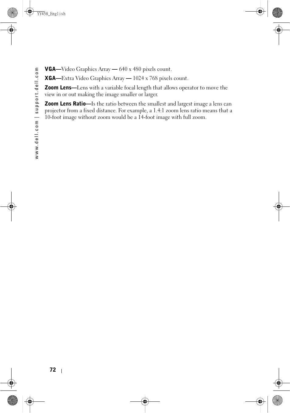 Dell 1201MP Projector User Manual | Page 72 / 76