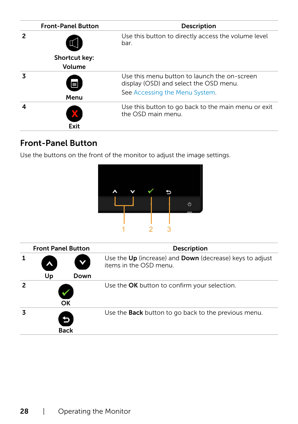 Front-panel button | Dell S2715H Monitor User Manual | Page 28 / 50