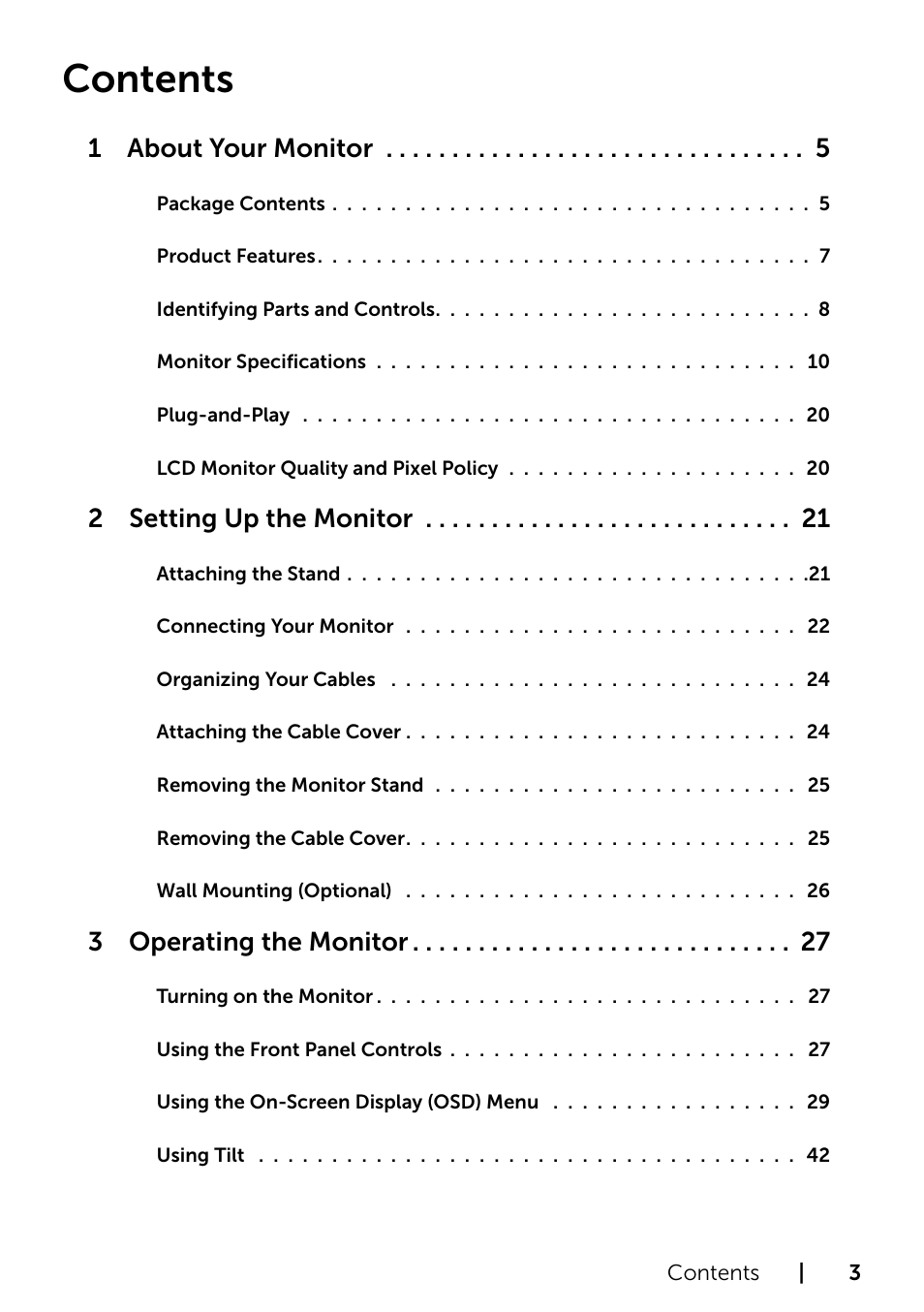 Dell S2715H Monitor User Manual | Page 3 / 50