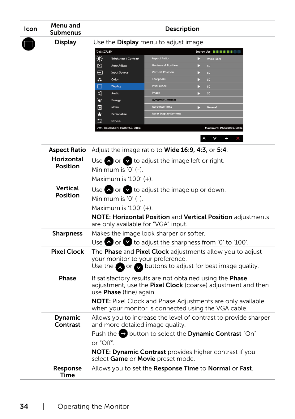 Dell S2715H Monitor User Manual | Page 34 / 50