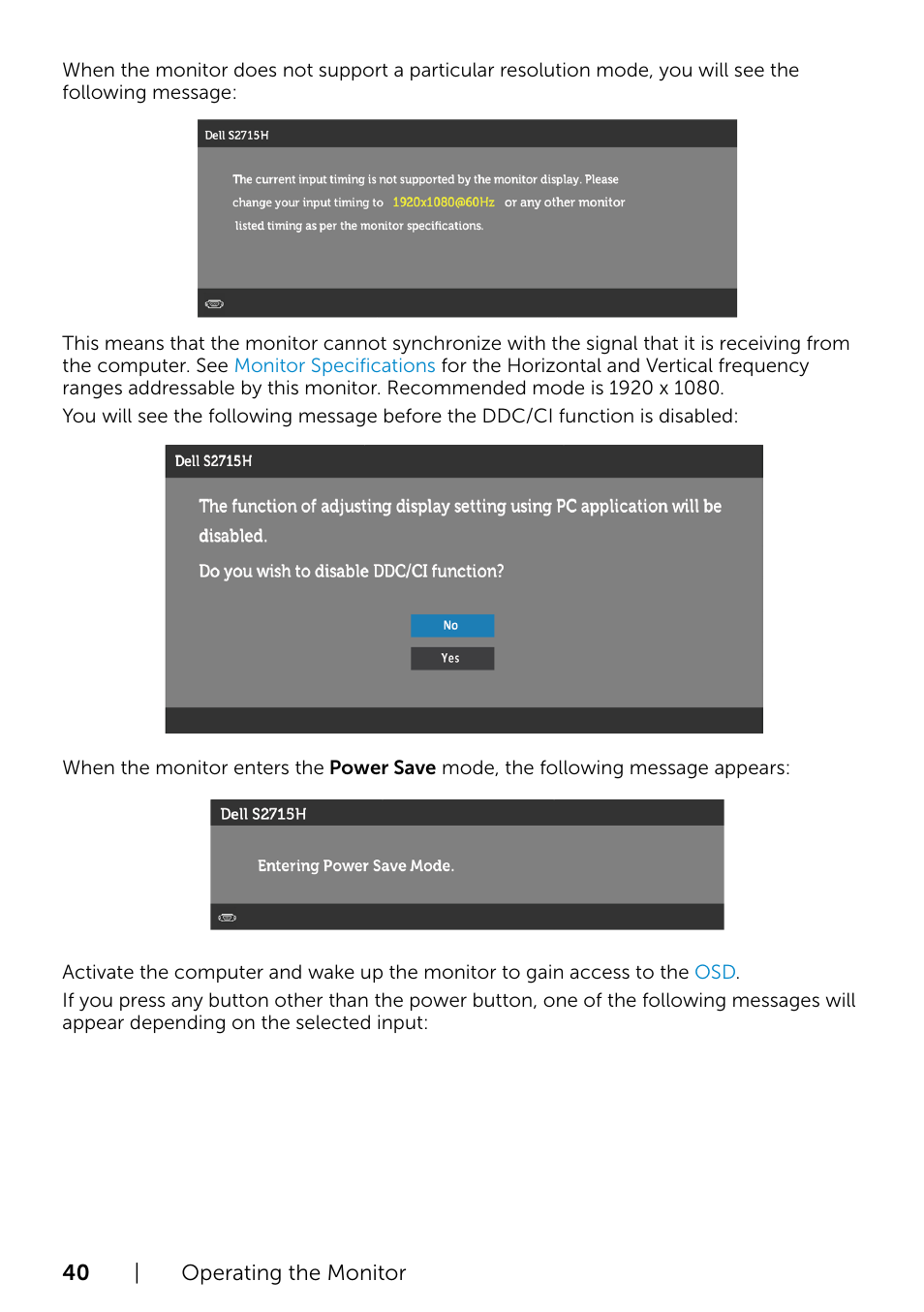 Dell S2715H Monitor User Manual | Page 40 / 50