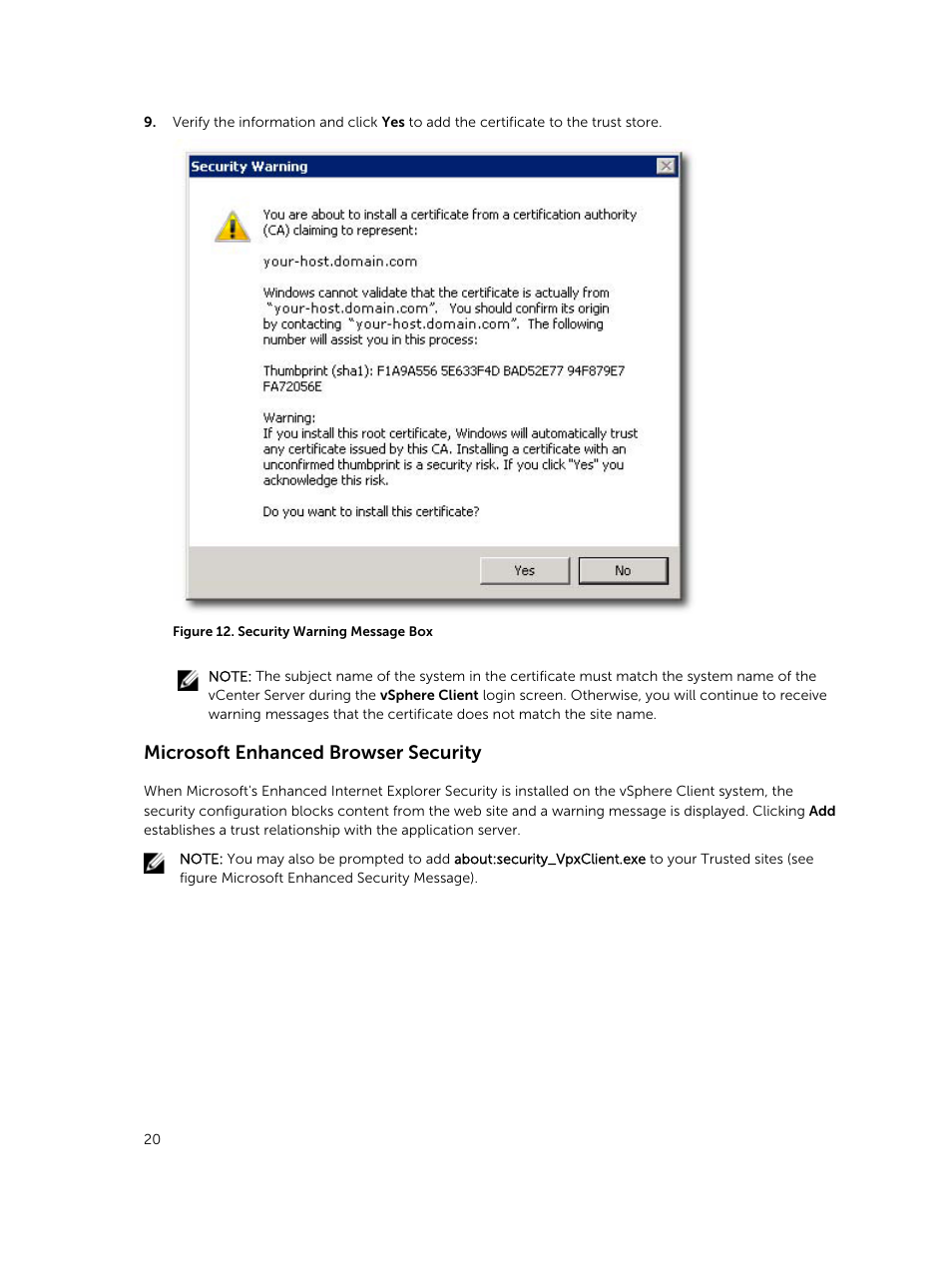 Microsoft enhanced browser security | Dell PowerVault MD3800i User Manual | Page 20 / 88