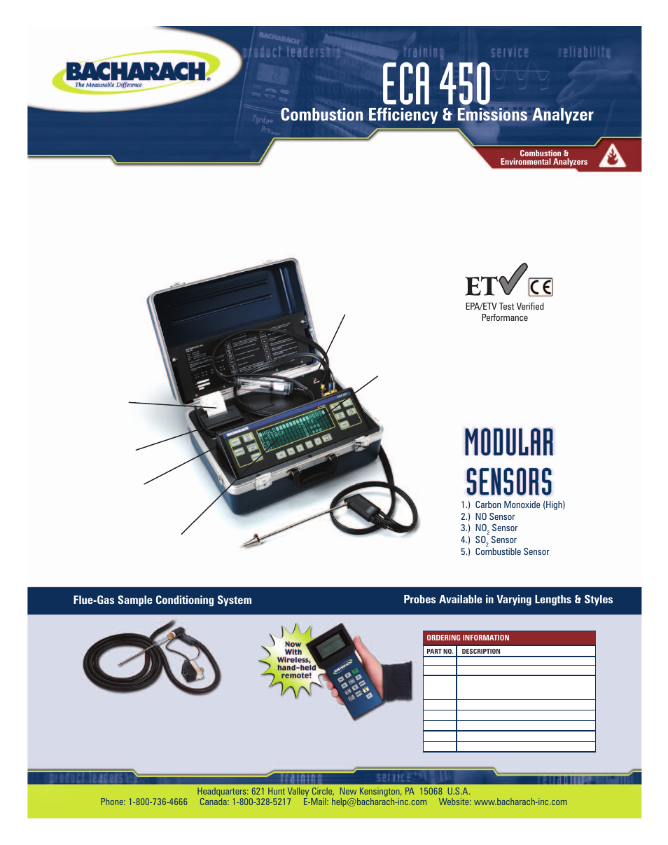 Bacharach ECA 450 User Manual | 2 pages