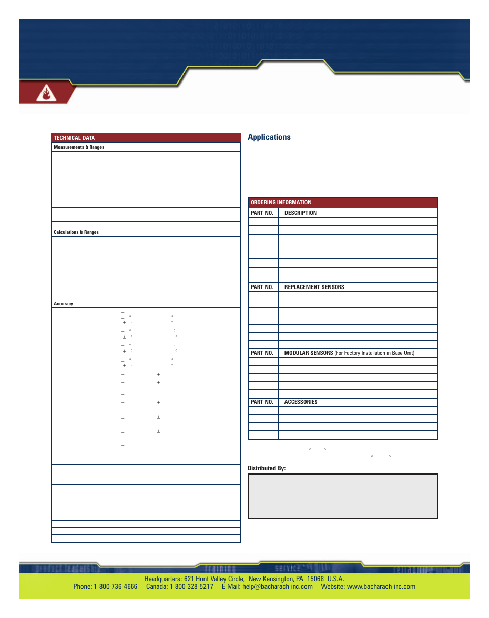 Applications | Bacharach ECA 450 User Manual | Page 2 / 2
