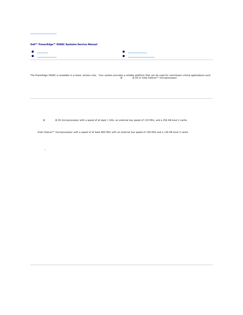 System overview, Overview, System features | Service features | Dell PowerEdge 500SC User Manual | Page 11 / 38