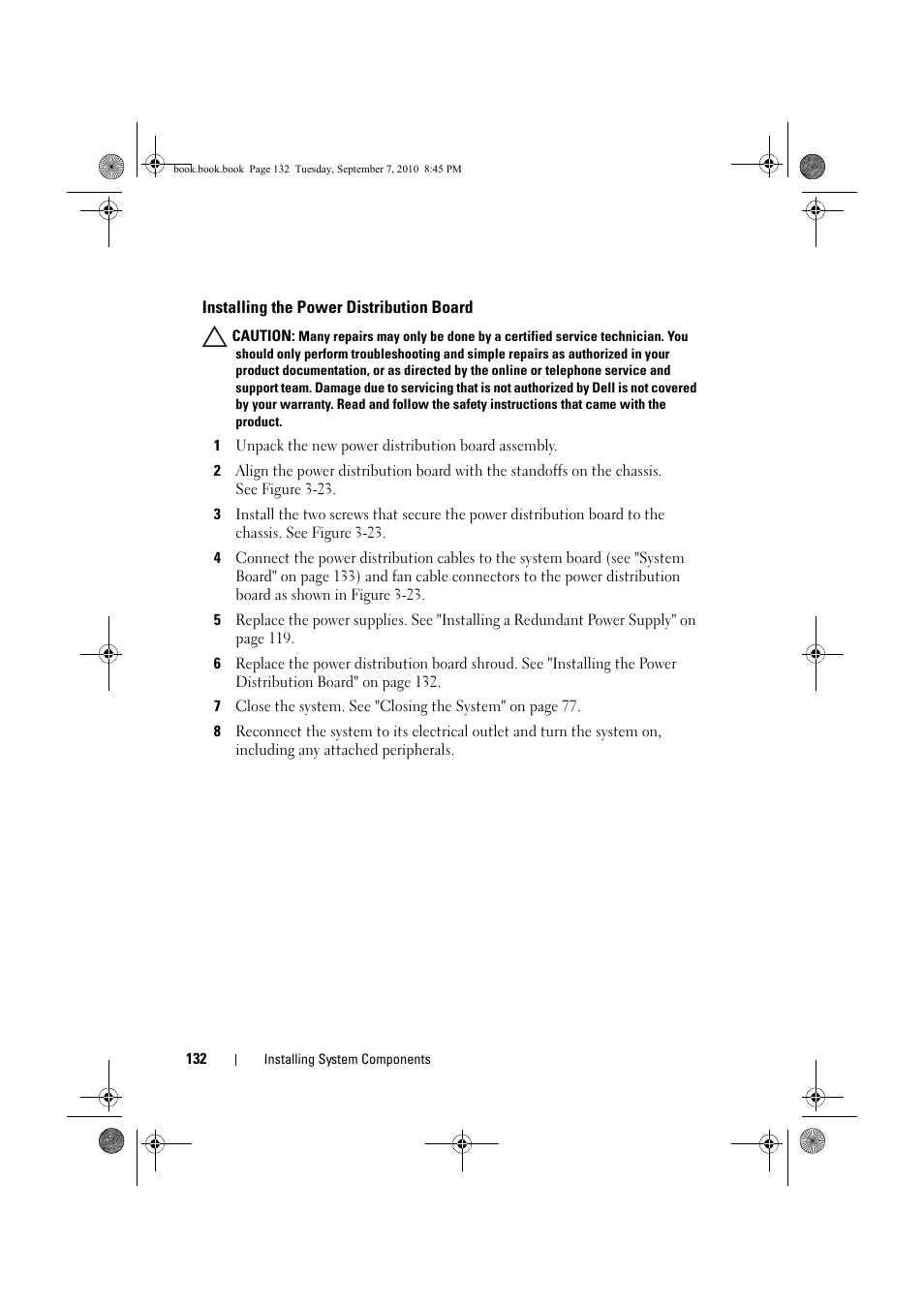 Installing the power distribution board | Dell DX6004S User Manual | Page 132 / 168