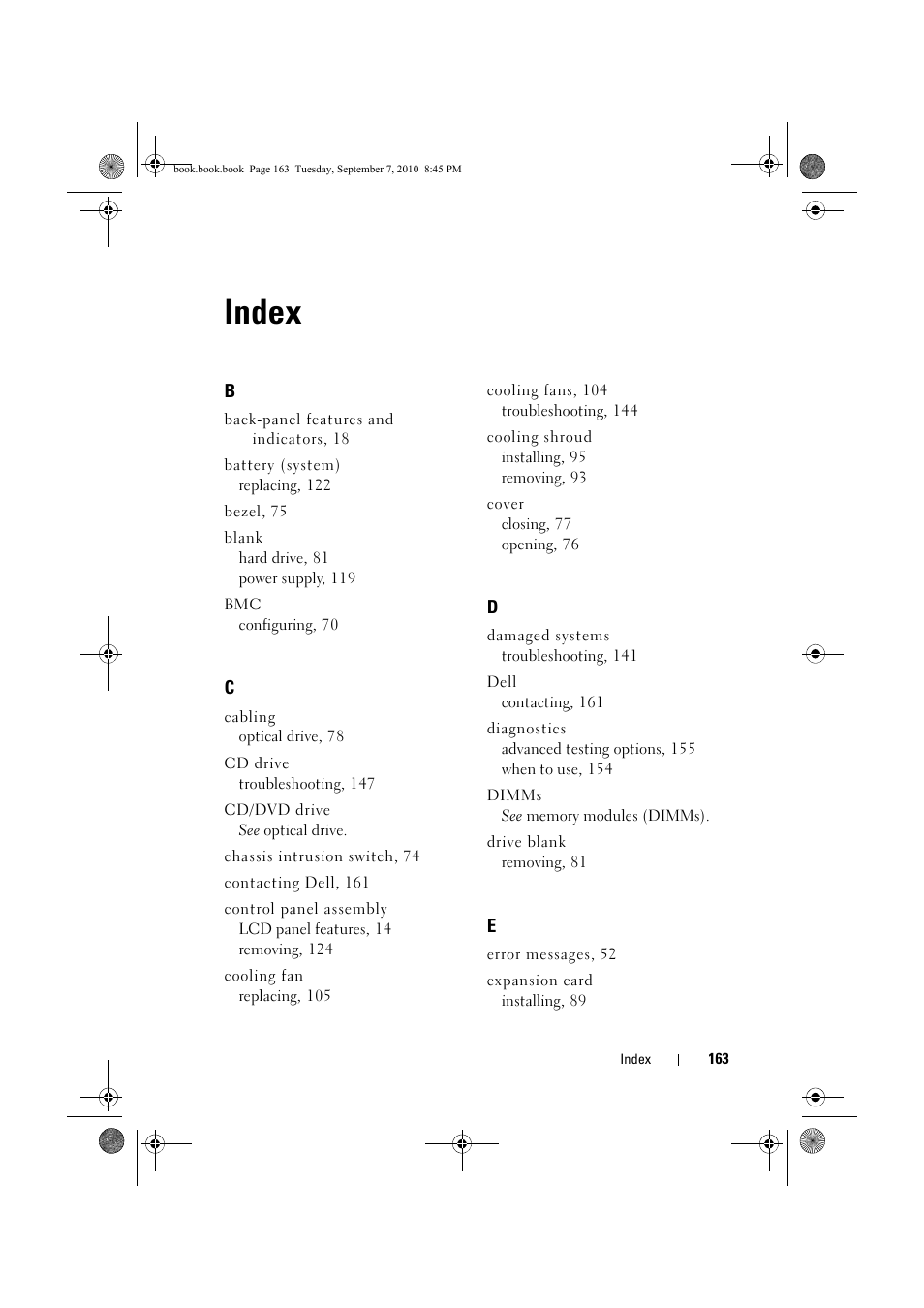 Index | Dell DX6004S User Manual | Page 163 / 168