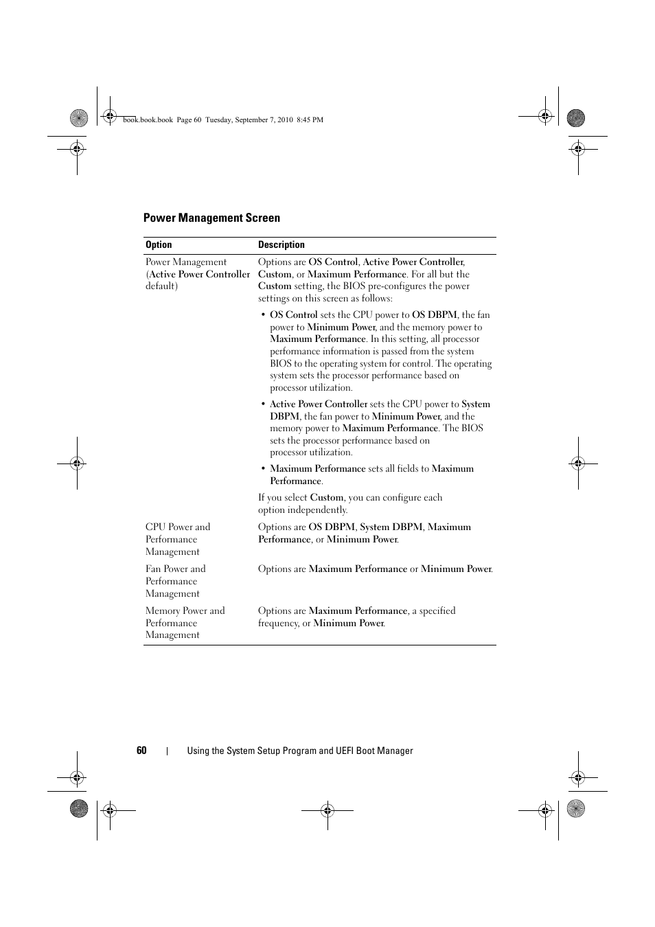 Power management screen, E "power management screen | Dell DX6004S User Manual | Page 60 / 168