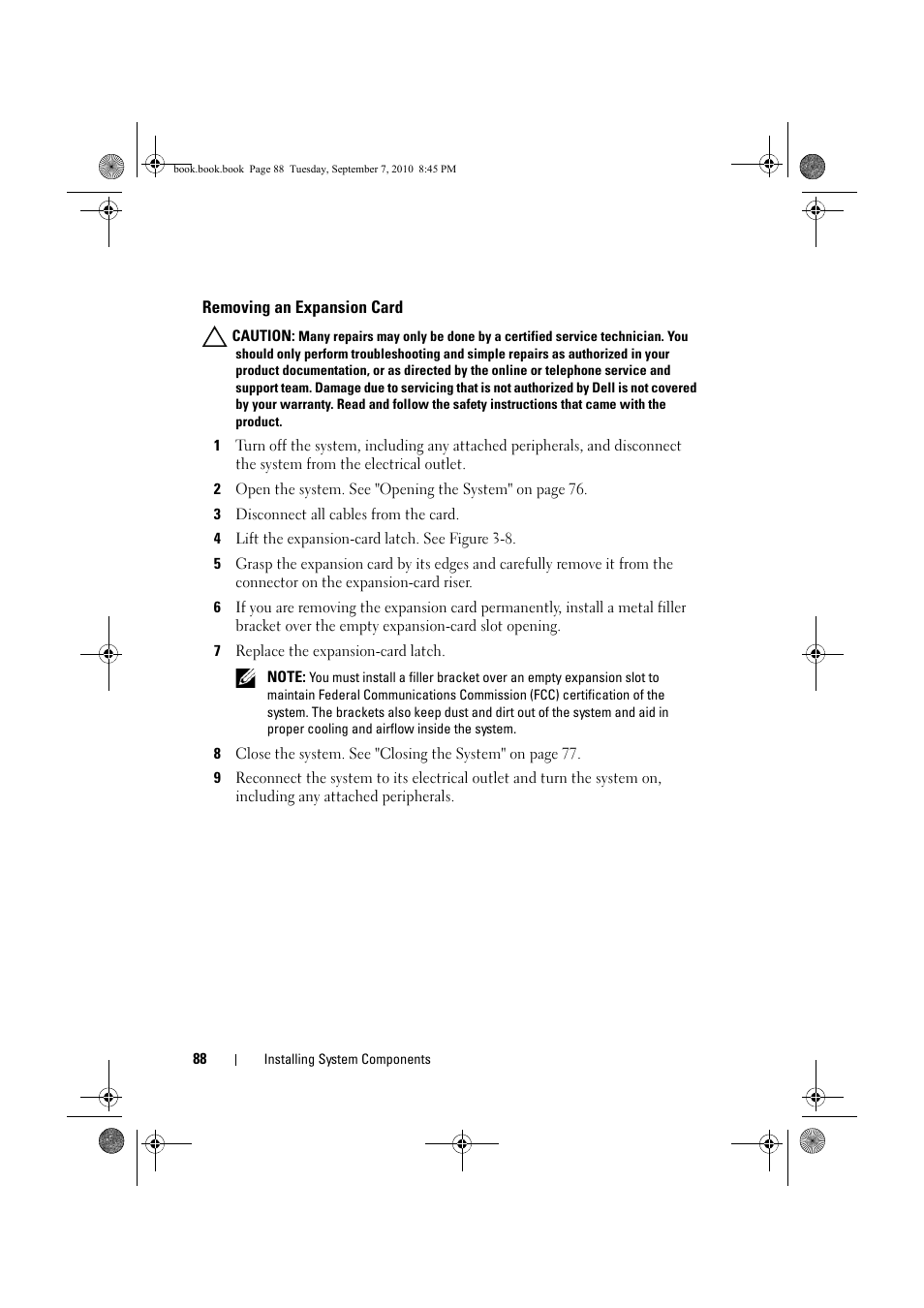 Removing an expansion card | Dell DX6004S User Manual | Page 88 / 168