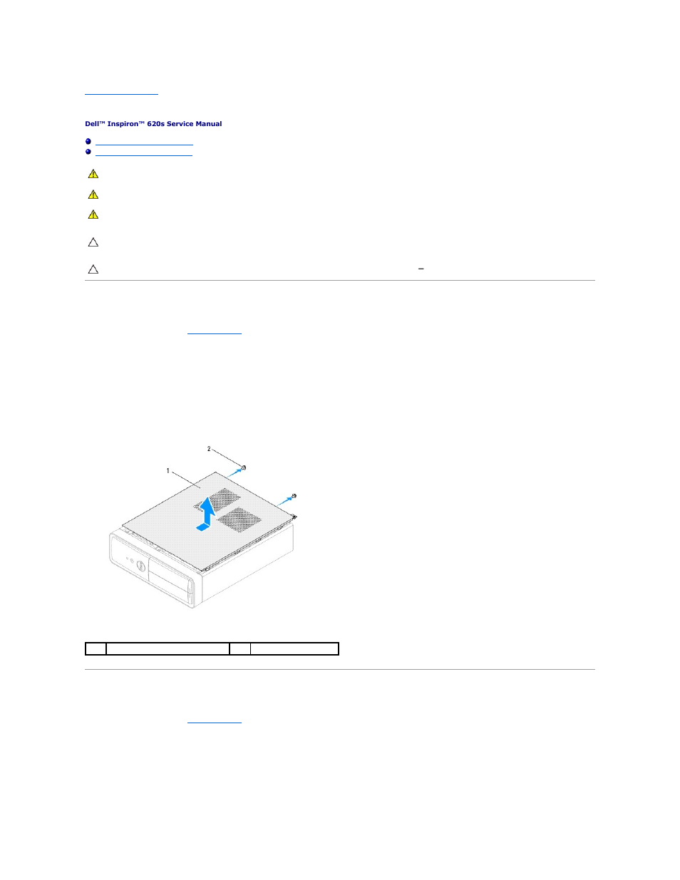 Computer cover, Removing the computer cover, Replacing the computer cover | Dell Inspiron 620 (Mid 2011) User Manual | Page 15 / 43