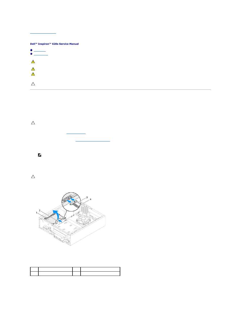 Drives, Hard drive, Removing the hard-drive assembly | Dell Inspiron 620 (Mid 2011) User Manual | Page 20 / 43